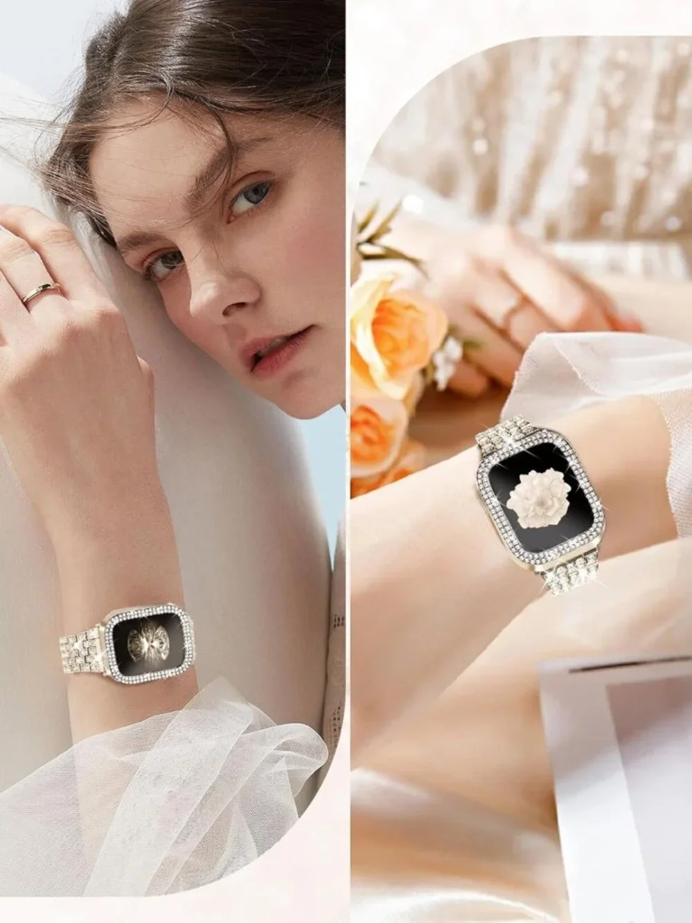 Luxury Diamond Bling Bands for Apple Watch 38mm-49mm, Metal Bracelet Strap